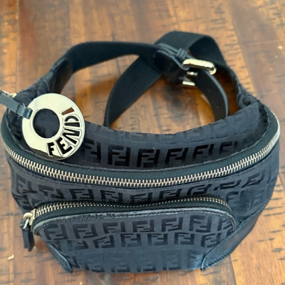 Fendi Black and Gold Logo Belt Bag